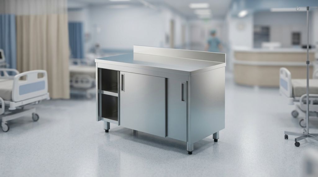 Base cabinet with sliding doors