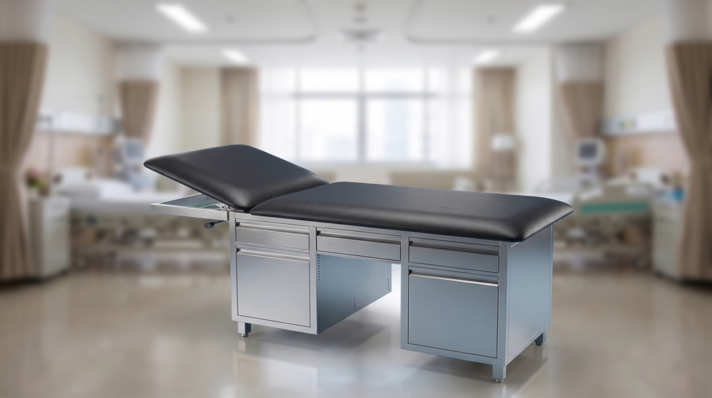 Examination couch with cabinet