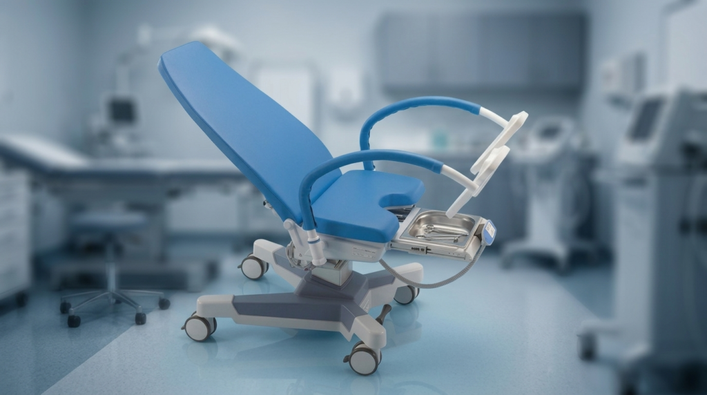 Gynecology examination couch with electrical