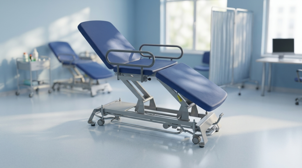 Hydraulic examination couch side rail