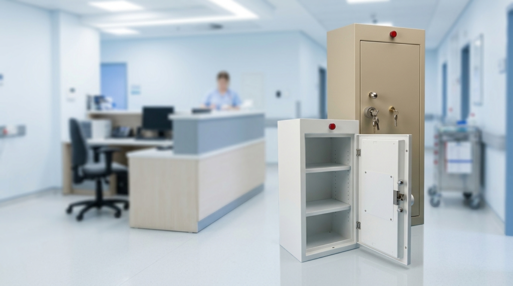 Narcotic cabinet with full inner door powder coated