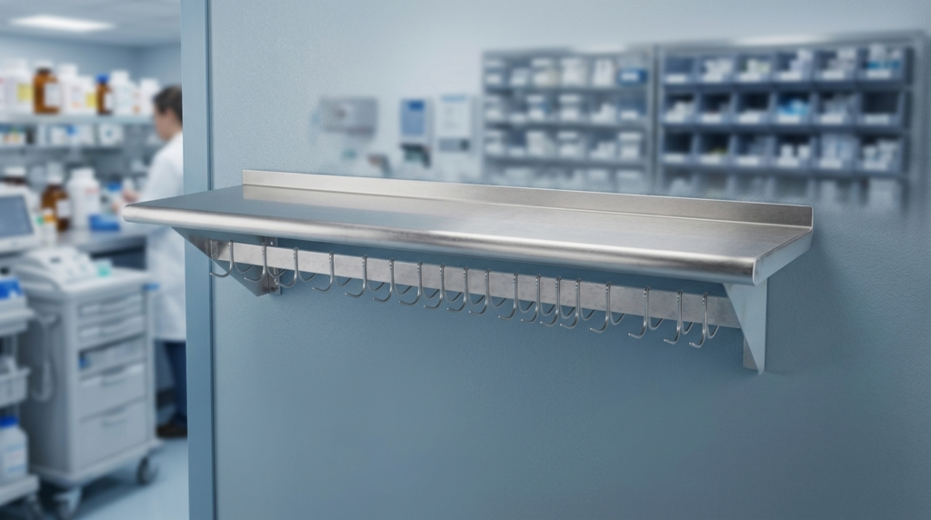 Single Tier wall shelf with hook