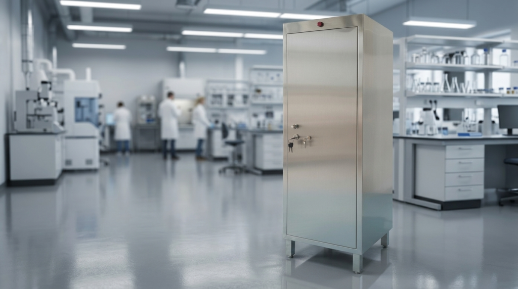 Upright narcotic cabinet with single door