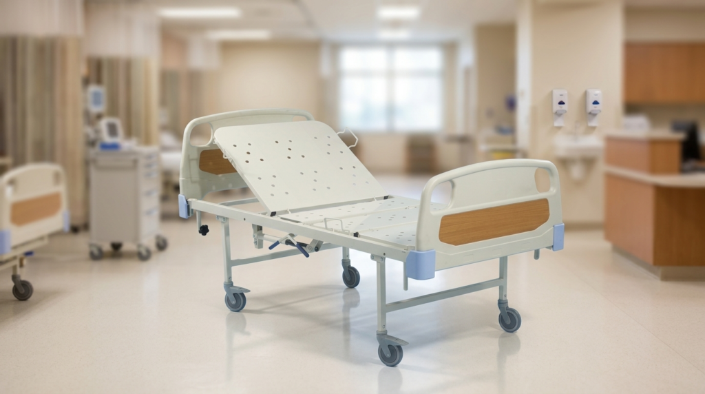 patient bed with single crank